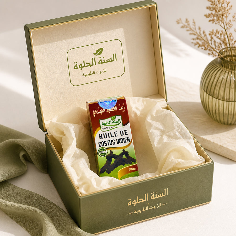 Huile de Costus Indien 30 mL Sweet Sunnah — coffret packaging premium