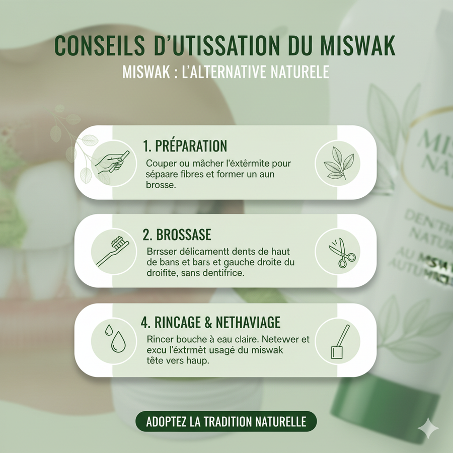 Pack Hygiène Naturelle : 20 Siwak Arak + 5 Dentifrices Miswak Dabur Sans Fluor