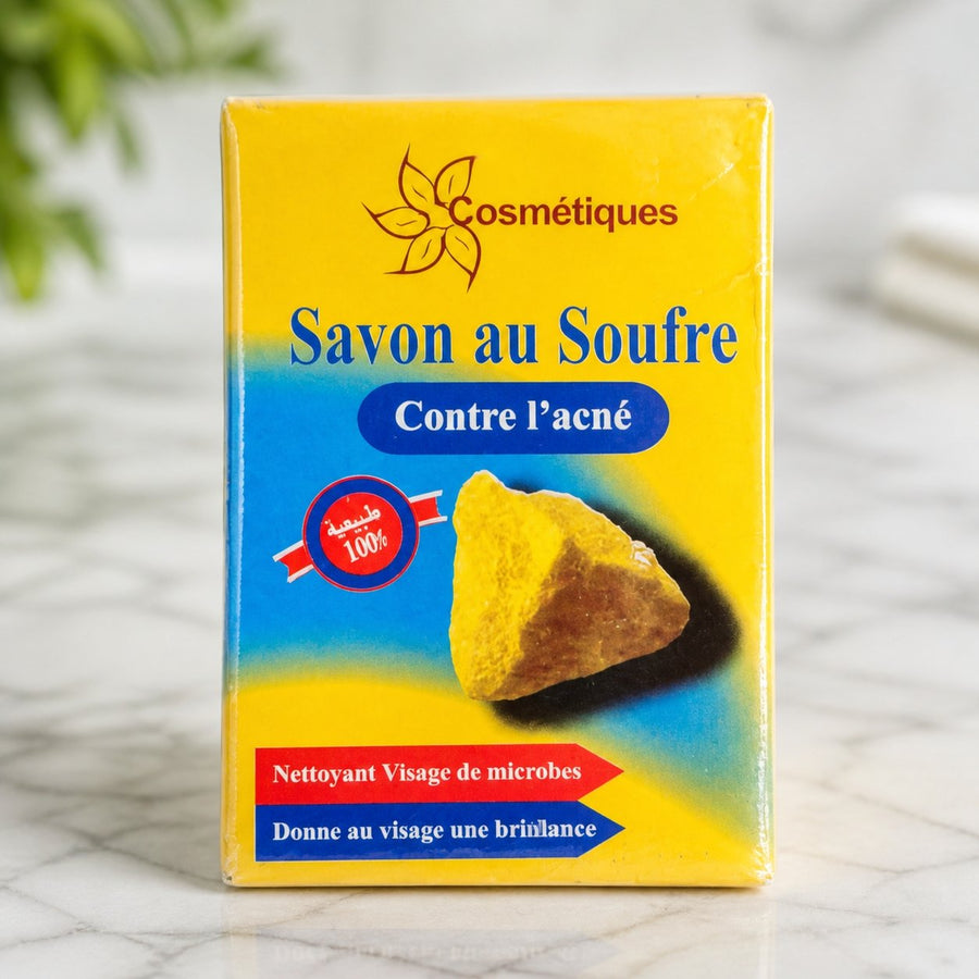 1 Crème à la bave d'escargot + 1 Savon soufre Fabio 80g – gros plan sur les détails et la finition du packaging