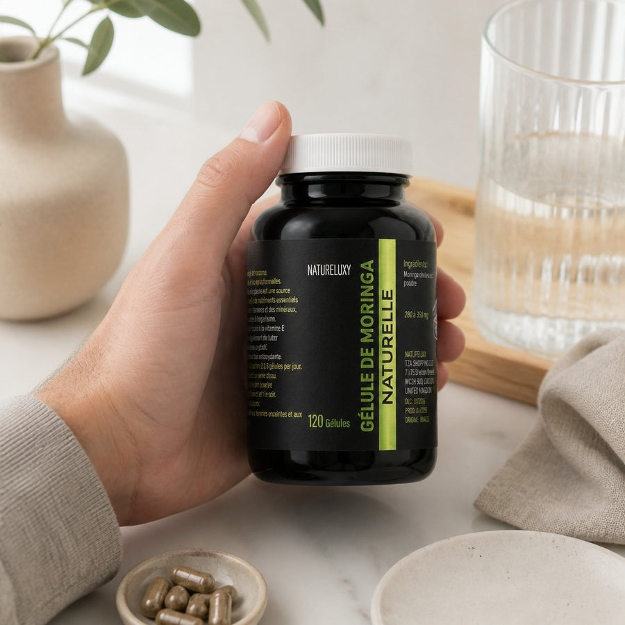 120 gélules de Moringa 100% végétales - 300mg – application en situation réelle, geste de soin quotidien