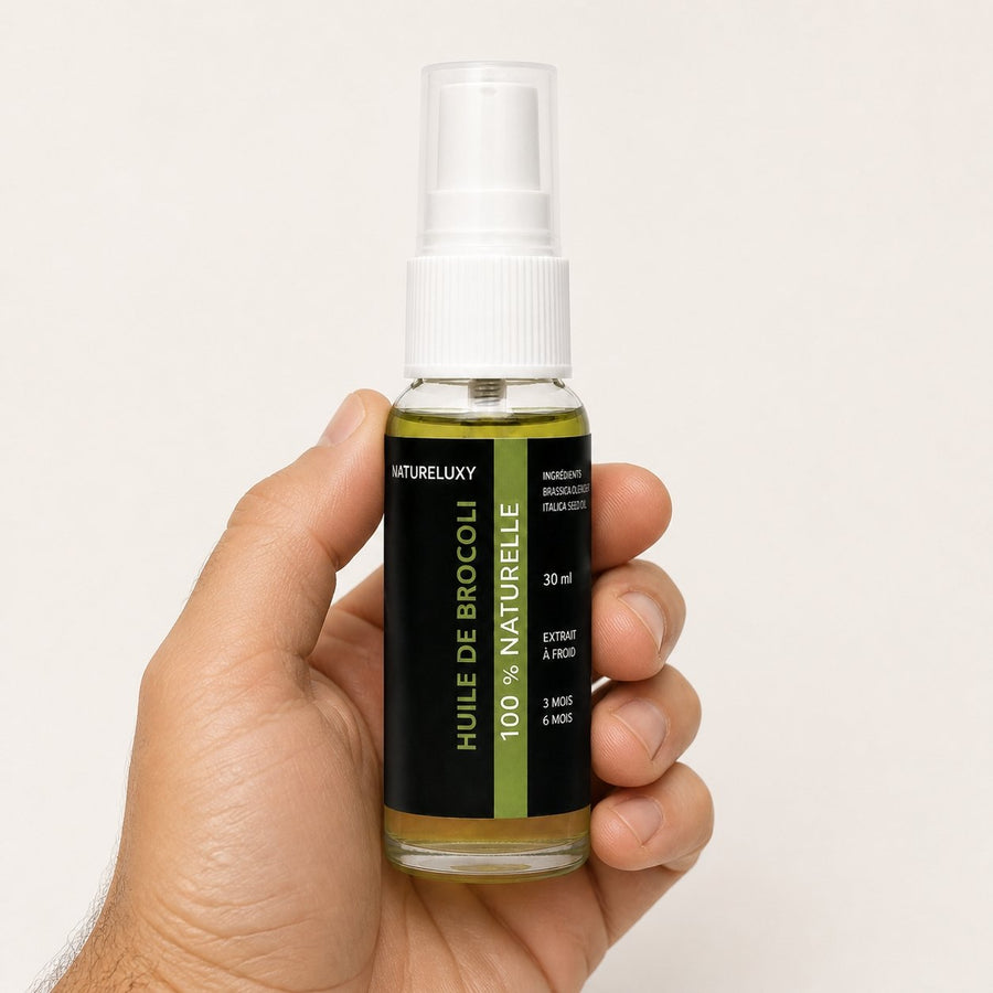 2 Huile de Brocoli 30mL Spray 100% Naturelle – taille et contenance réelles du produit en main