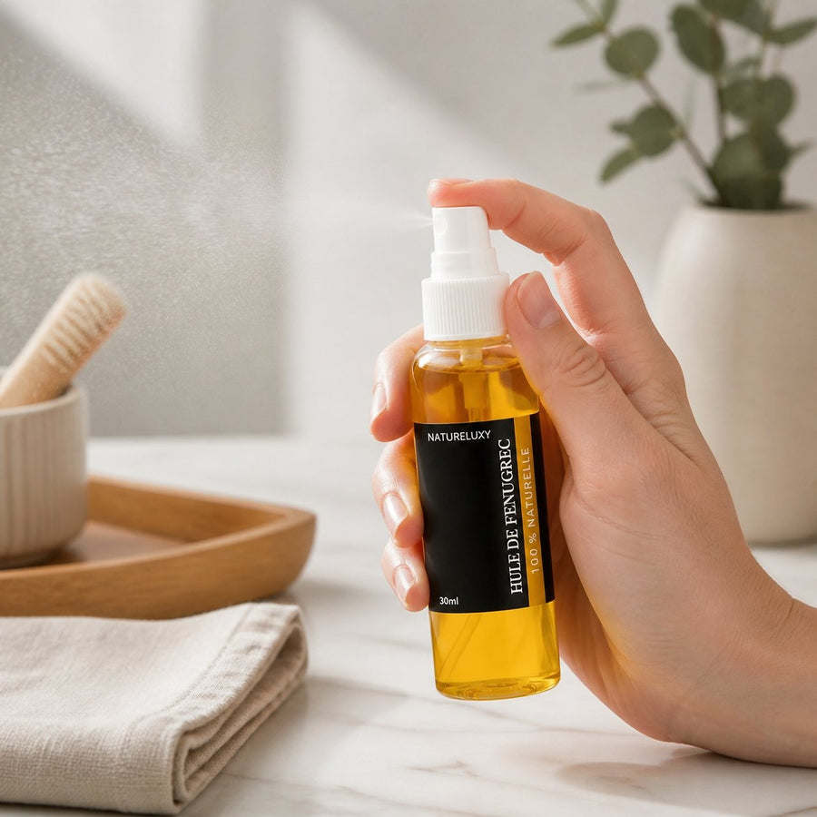 2 Huiles de Fenugrec 30mL Spray – application en situation réelle, geste de soin quotidien