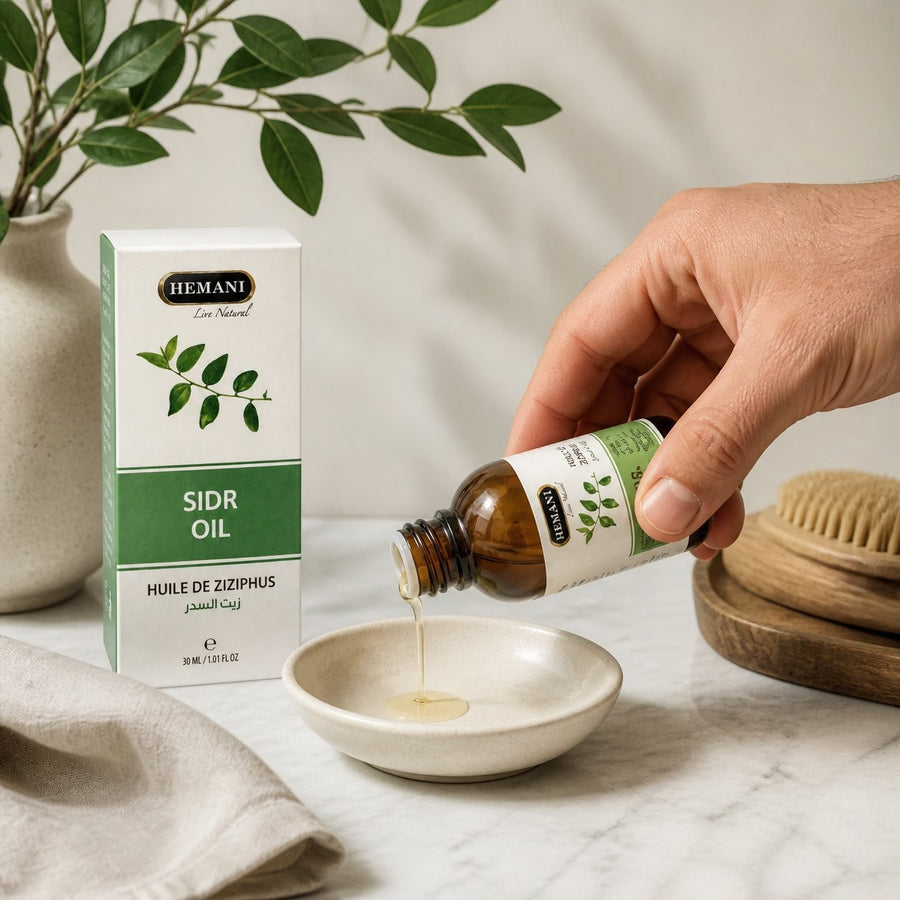 2 Huile de Sidr 30mL Hemani 100% Naturelle – application en situation réelle, geste de soin quotidien