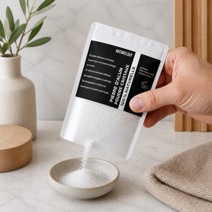 2X Pierre d'Alun Poudre - 250g - Déo Naturel – application en situation réelle, geste de soin quotidien