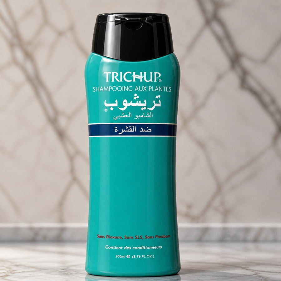 2 Shampoings Soin Indien Anti-pelliculaire Trichup 200ml – gros plan sur les détails et la finition du packaging