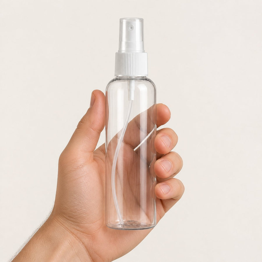 3 Flacons Vaporisateur 100ml Vide Sac Atomiseur de Poche Spray Plastique – taille et contenance réelles du produit en main