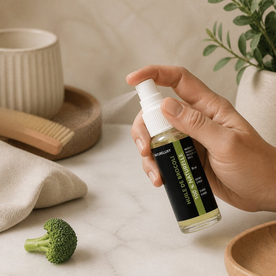 3 Huile de Brocoli 30mL Spray 100% Naturelle – application en situation réelle, geste de soin quotidien