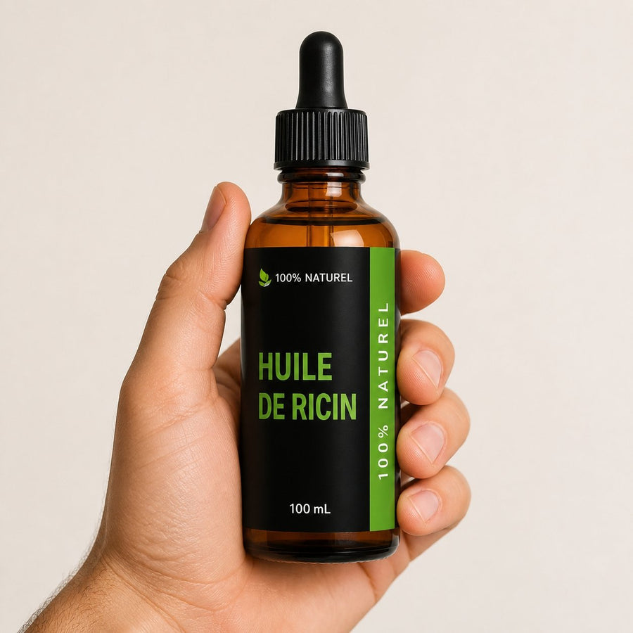 3 Huiles végétale de ricin 100ml à pipette Réduction – taille et contenance réelles du produit en main