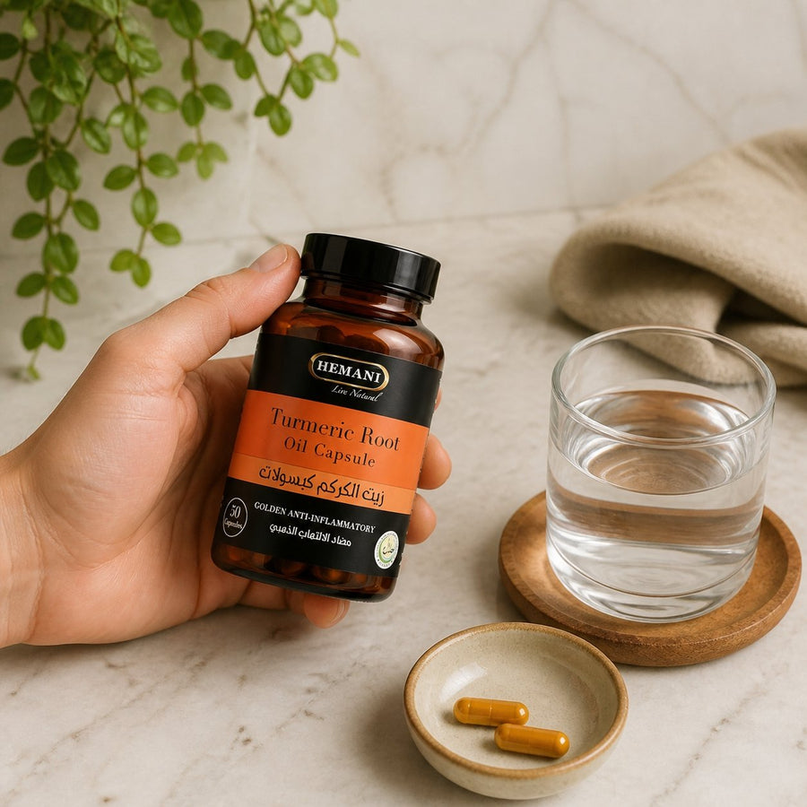 50 Capsules Végétales de Curcuma - Hemani – application en situation réelle, geste de soin quotidien