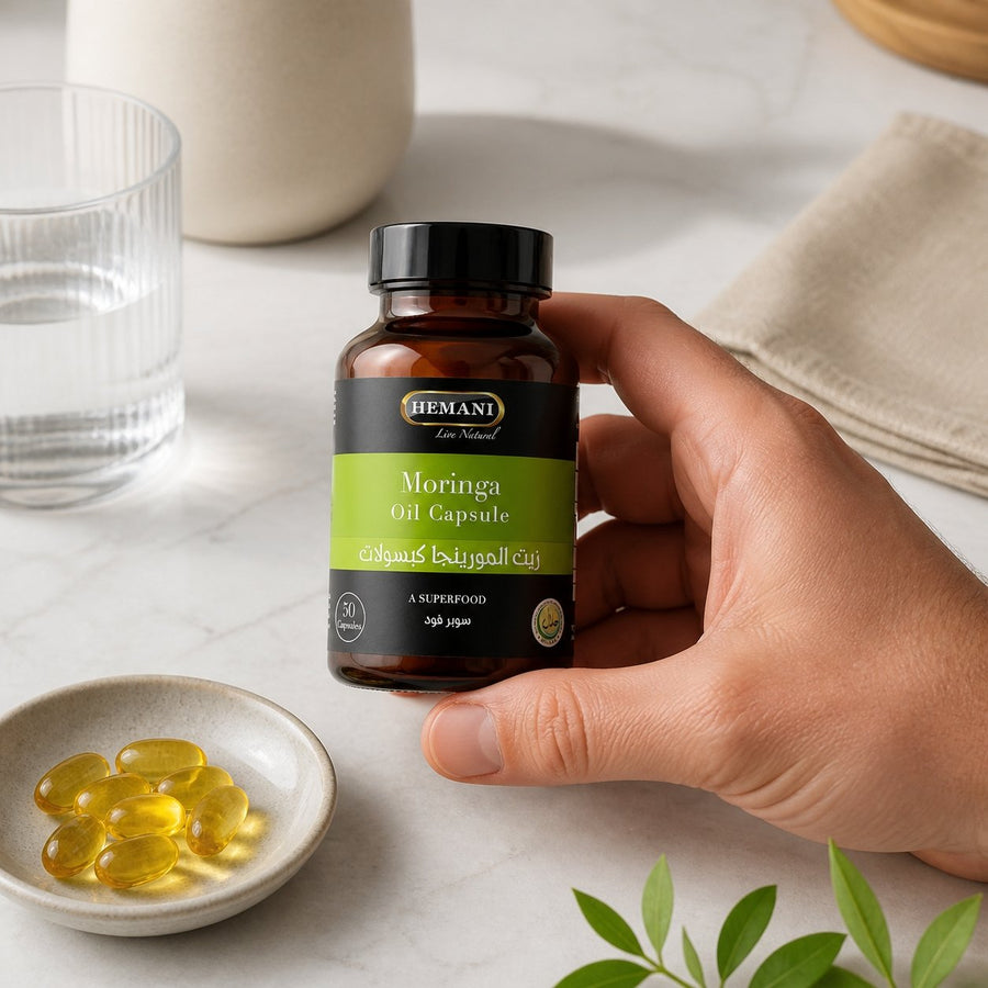 50 Capsules de Moringa - Hemani – application en situation réelle, geste de soin quotidien