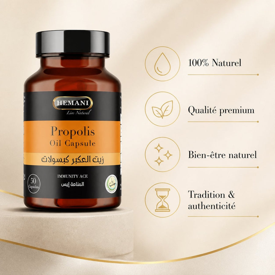 50 Capsules de Propolis – infographie des bienfaits et des ingrédients clés