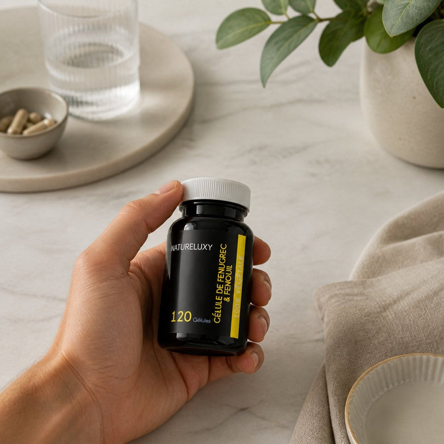 Lot de 5 Fenugrec & Fenouil Naturelux 600 Gélules Végétales – application en situation réelle, geste de soin quotidien