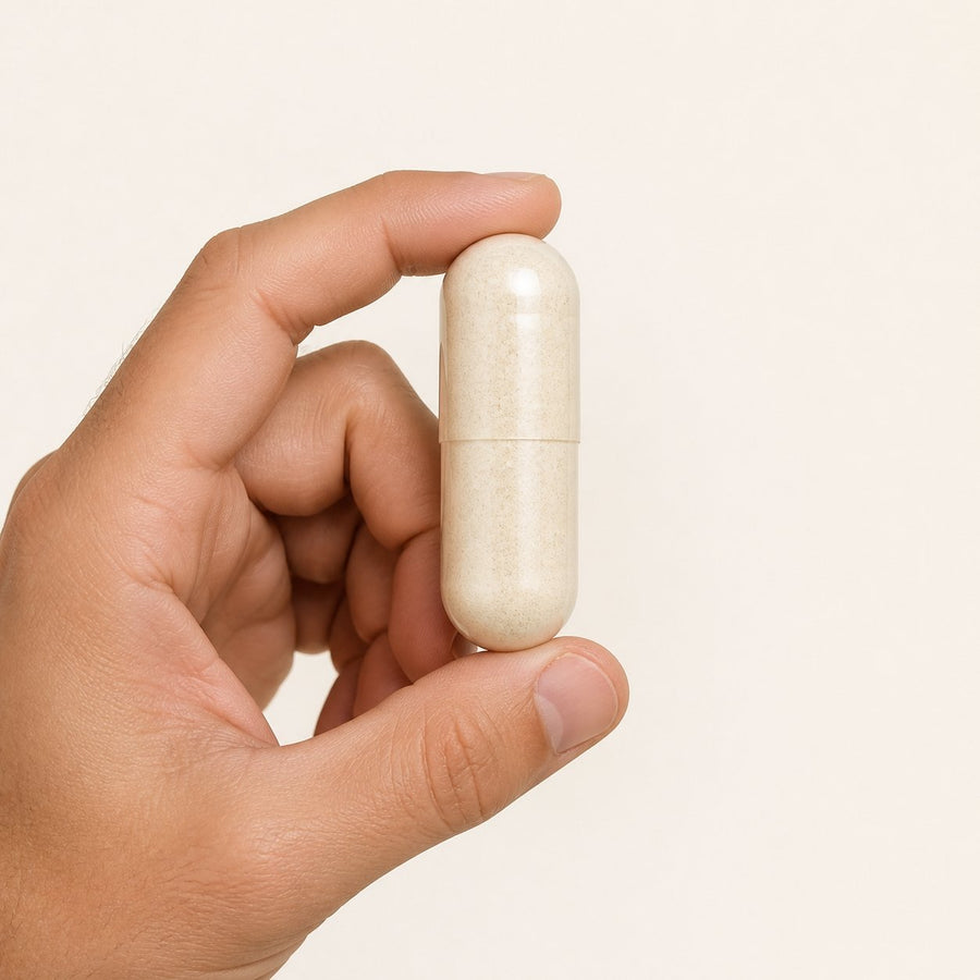Ail 120 Gélules 300 mg - Gélules Végétales – taille et contenance réelles du produit en main