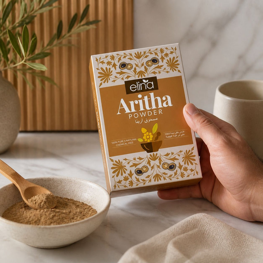Aritha Poudre – Poudre Lavante Naturelle Ayurvédique – application en situation réelle, geste de soin quotidien