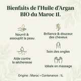 Huile d’Argan BIO du Maroc 1L – Corps & Cheveux