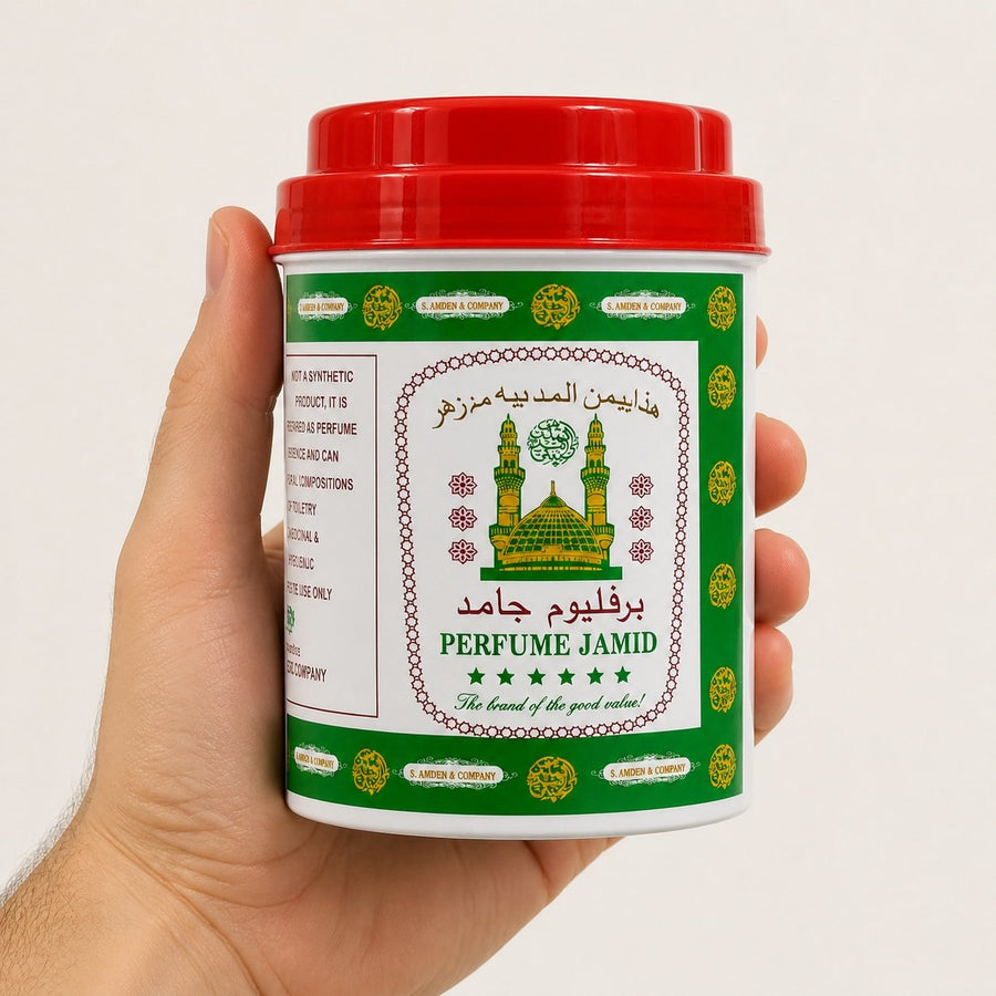 Carré de musc blanc jamid 250 g – parfum solide – taille et contenance réelles du produit en main