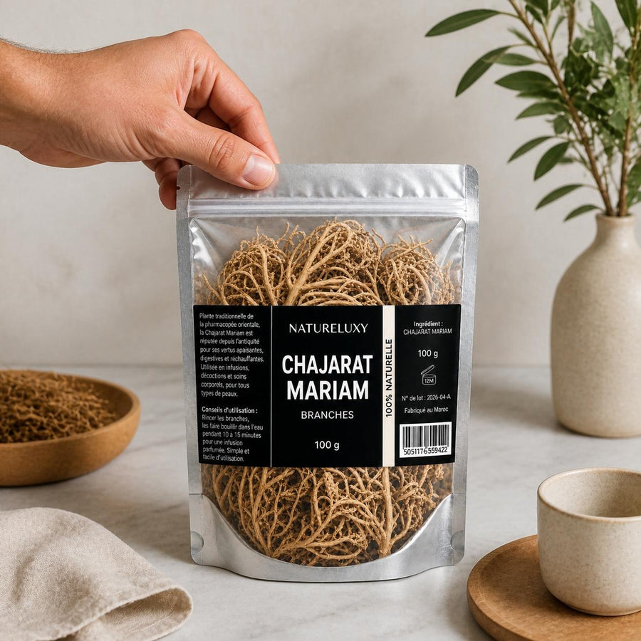 Chajarat Mariam 100g Plante pour La Fertilité des Femmes – application en situation réelle, geste de soin quotidien