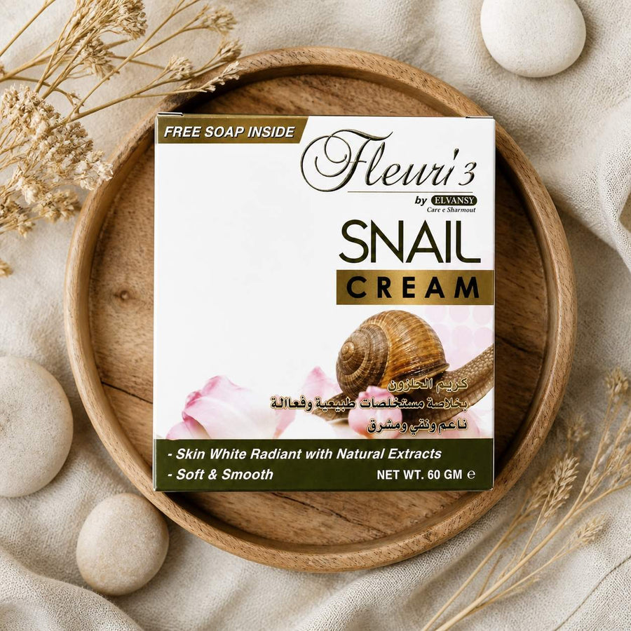 Crème Visage à la Bave d'escargot Jour et Nuit Hemani – composition flat lay avec éléments naturels, vue du dessus