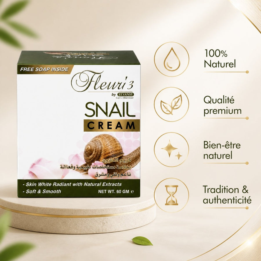 Crème Visage à la Bave d'escargot Jour et Nuit Hemani – infographie des bienfaits et des ingrédients clés
