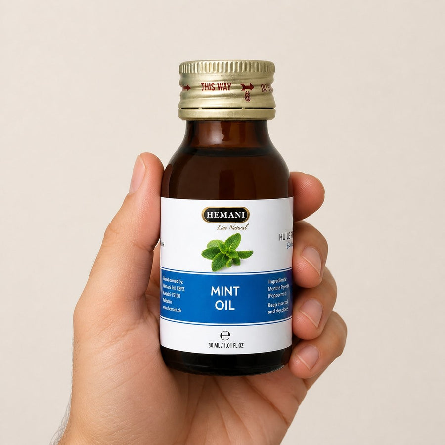 Huile de Menthe 30mL Hemani – taille et contenance réelles du produit en main