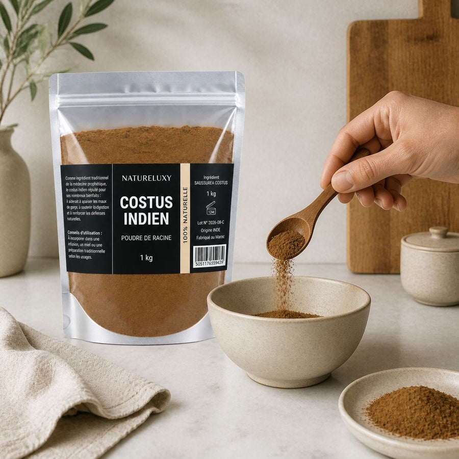 1kg Costus Indien en Poudre 100% Naturel – Poudre Végétale (Format 1kg) – application en situation réelle, geste de soin quotidien