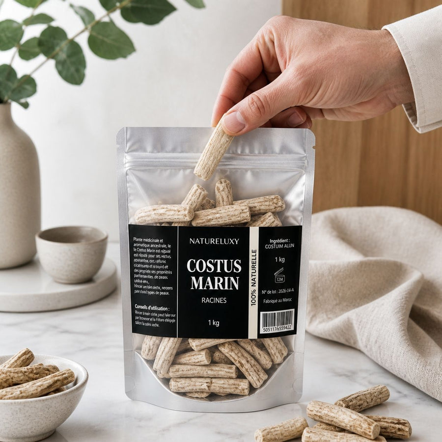 Costus Marin Brut 3X1Kg 100% Naturel Natureluxy – application en situation réelle, geste de soin quotidien