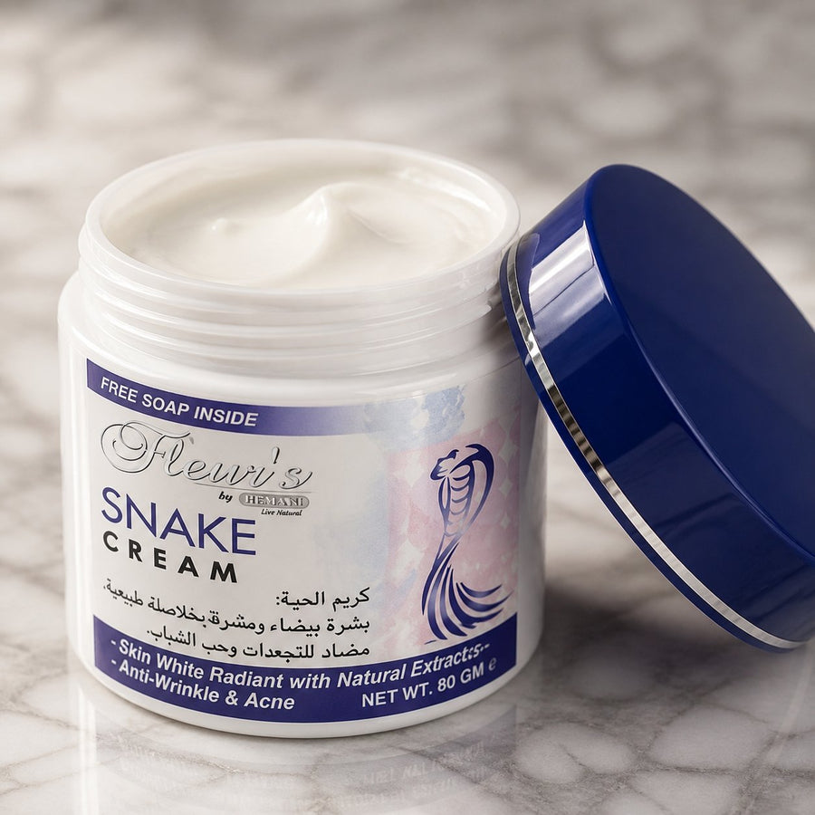 Crème de Serpent Hemani Anti-Acné – gros plan sur les détails et la finition du packaging