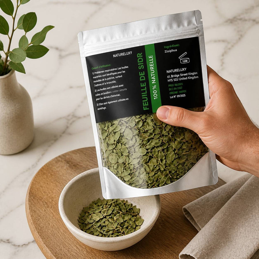 Feuilles de Sidr Naturelle 100g - Feuilles de Jujubier Séchées – application en situation réelle, geste de soin quotidien