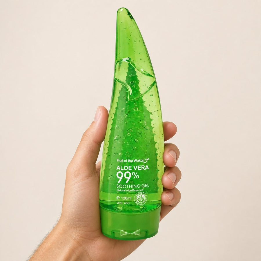 Gel d’Aloé Vera 120 mL — Format Pratique – taille et contenance réelles du produit en main