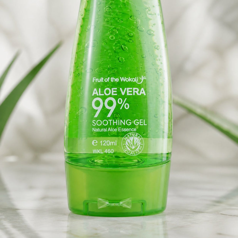 Gel d’Aloé Vera 120 mL — Format Pratique – gros plan sur les détails et la finition du packaging
