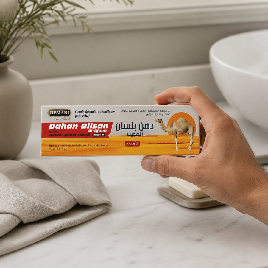 Gel de massage Bilsan Hemani – application en situation réelle, geste de soin quotidien