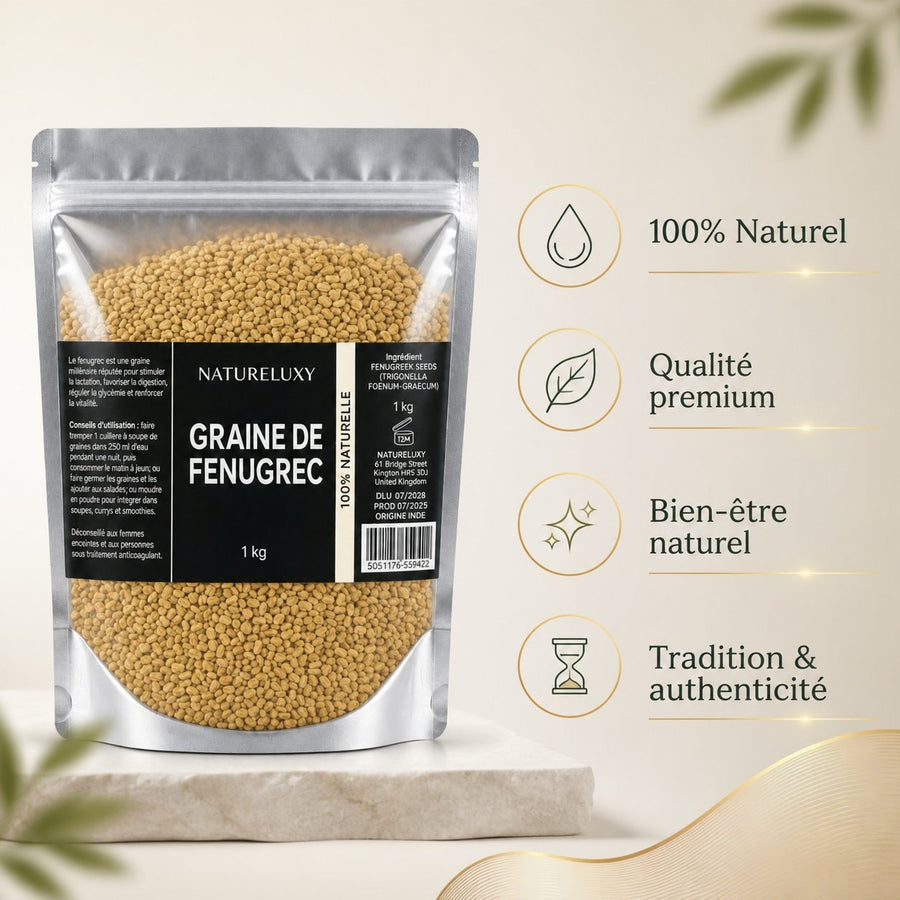 Graine de Fenugrec - 1 kg – infographie des bienfaits et des ingrédients clés