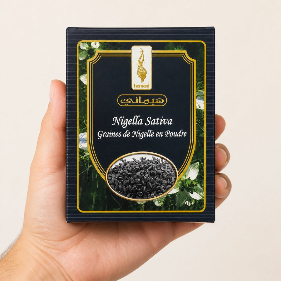 Graines de Nigelle 100g naturelles+Graines de Nigelle en Poudre 200g Naturelle – taille et contenance réelles du produit en main