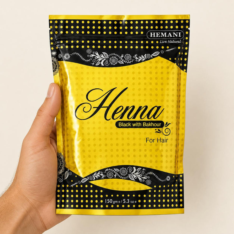 Henné Hemani Noir – taille et contenance réelles du produit en main