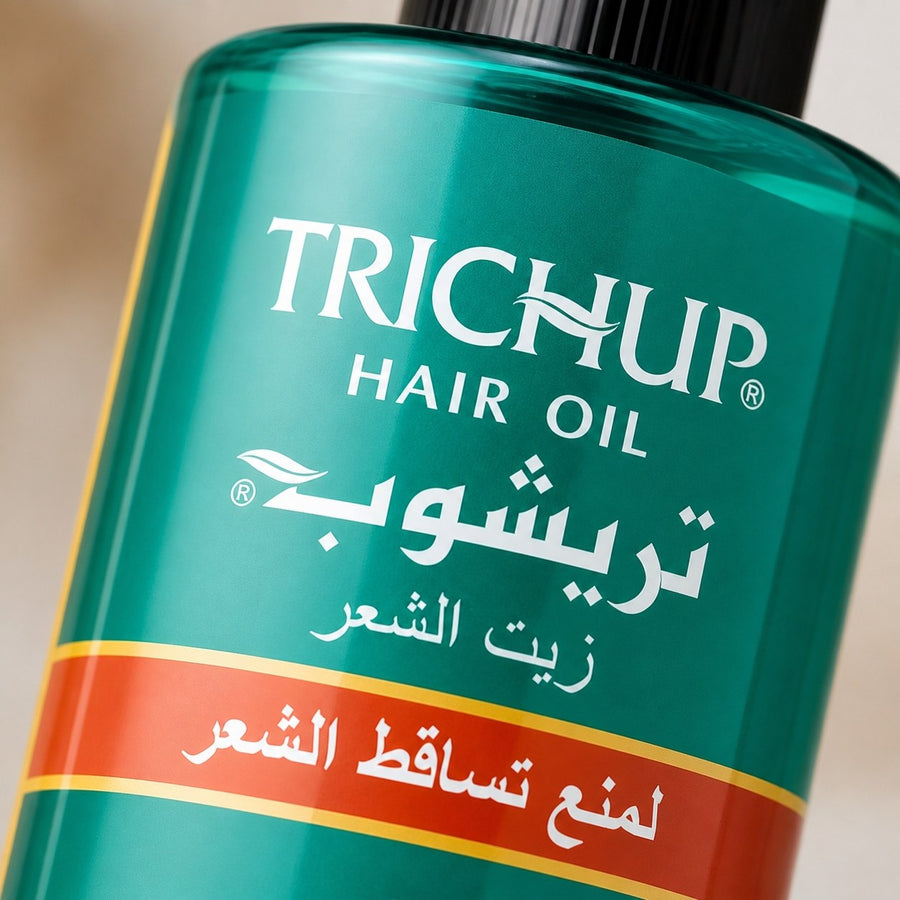 Huile Anti-Chute Soin Indien Trichup 200mL – gros plan sur la texture