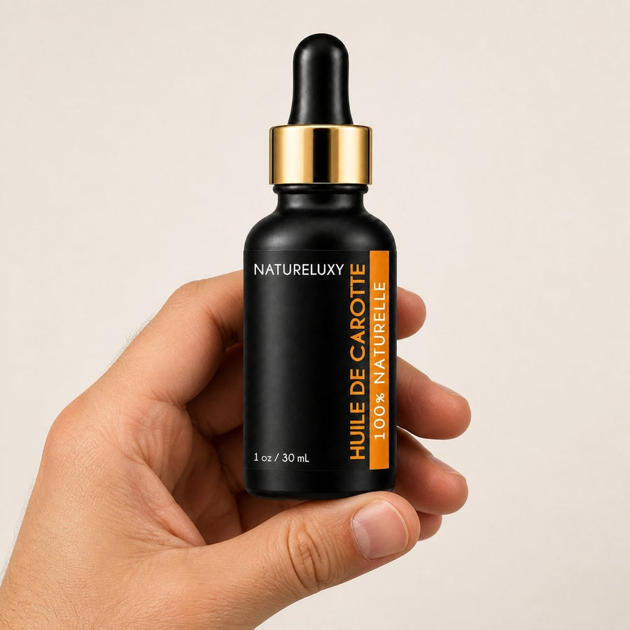 Huile de Carotte 30 mL - taille réelle du flacon en main