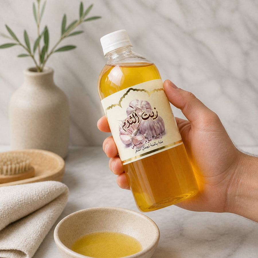 Huile d'Ail Cosmétique 1L – application en situation réelle, geste de soin quotidien