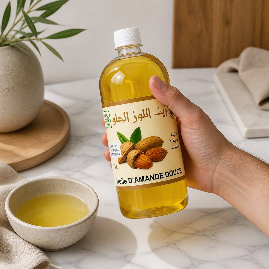 Huile d'Amande Douce 100% Naturel - 1L – application en situation réelle, geste de soin quotidien