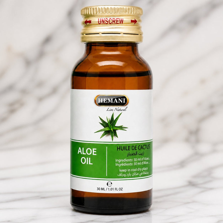 Huile de Cactus 30ml 100% Naturelle Hemani – gros plan sur les détails et la finition du packaging