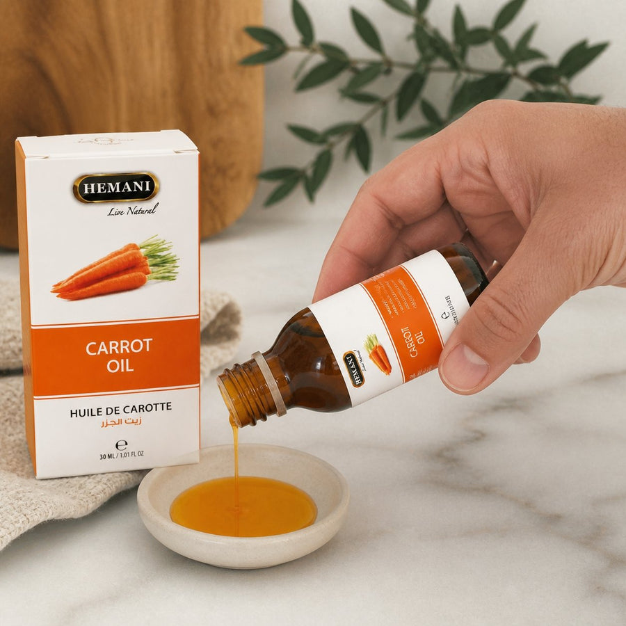 Huile de Carotte 30ml Naturelle Hemani – application en situation réelle, geste de soin quotidien