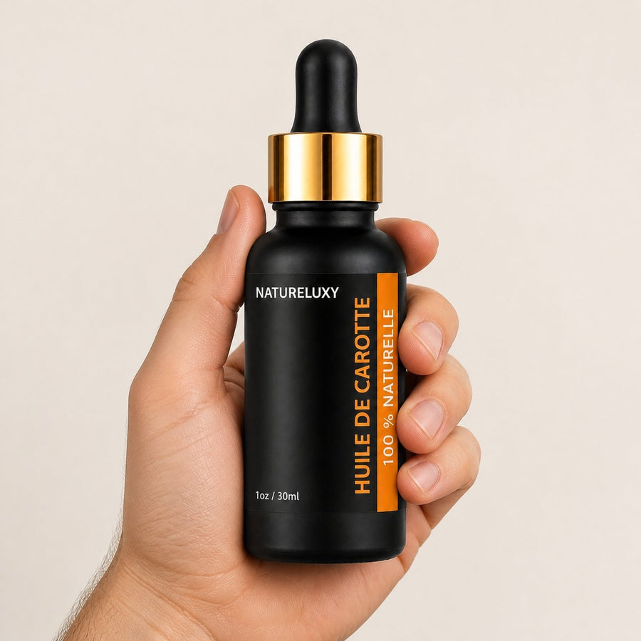 Huile de Carotte 30mL pipette + Huile de Carotte 30mL Spray 100% Naturelle – taille et contenance réelles du produit en main