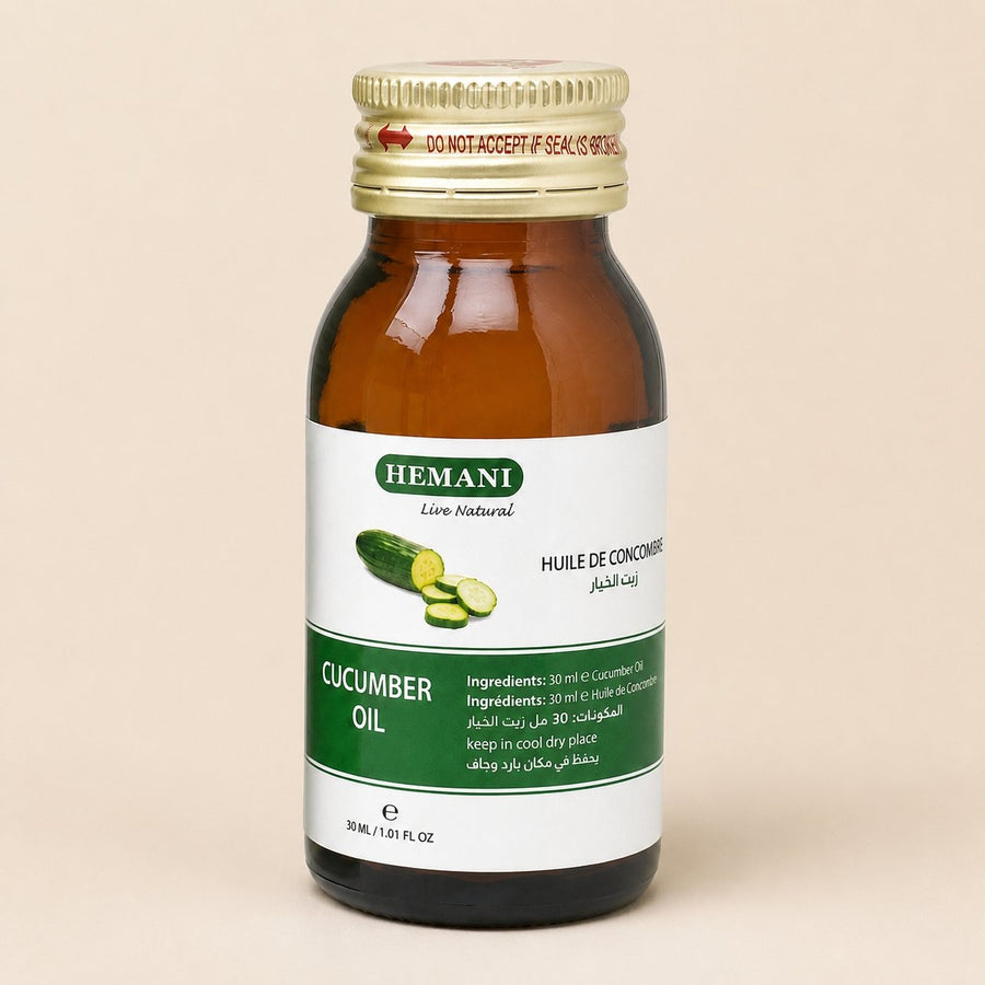 Huile de Concombre 30ml HEMANI – packshot sur fond neutre