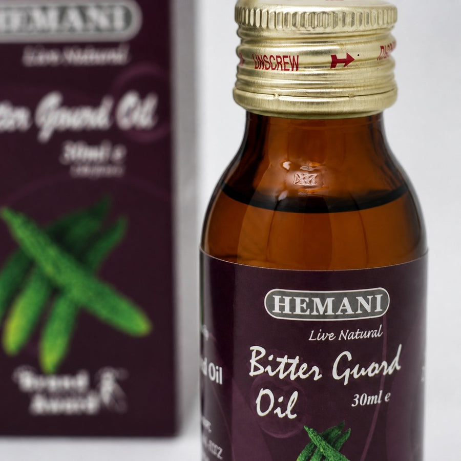 Huile de Courge Amère 30mL 100% Naturelle Hemani – gros plan sur la texture et la matière