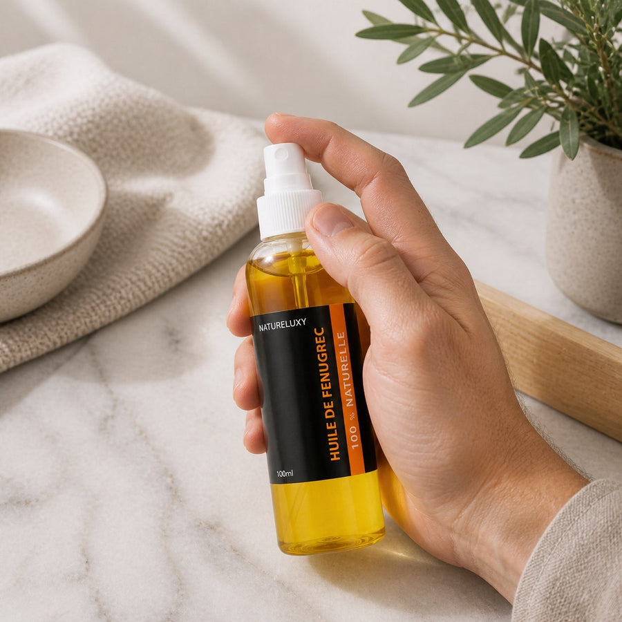 Huile de Fenugrec 100mL Spray – application en situation réelle, geste de soin quotidien