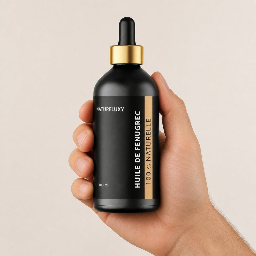 Huile de Fenugrec 100mL à Pipette – taille et contenance réelles du produit en main