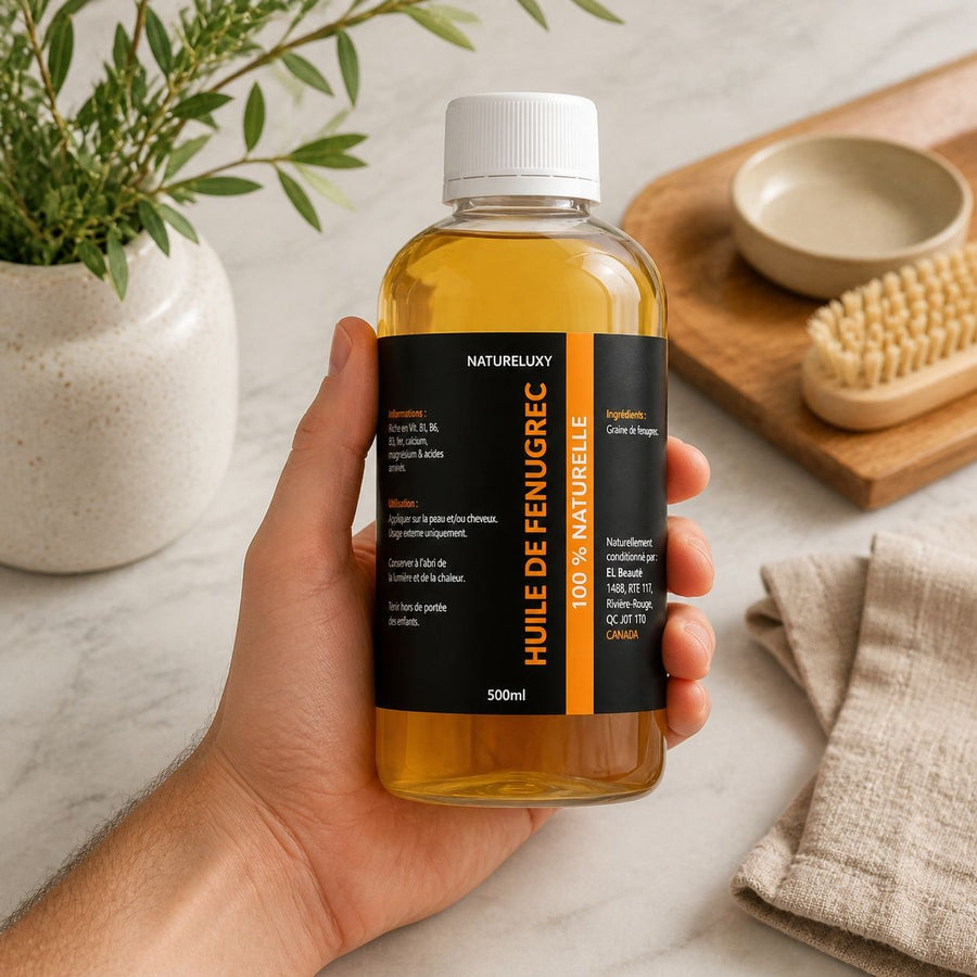 Huile de Fenugrec 500mL – application en situation réelle, geste de soin quotidien