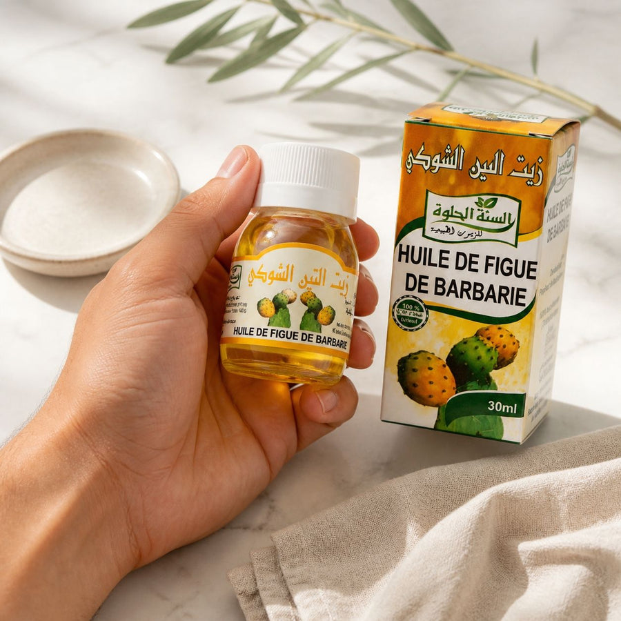 Huile de figue de barbarie 30 ml – Macérat huileux, vitamine E & oméga‑6 (soin beauté) – application en situation réelle, geste de soin quotidien