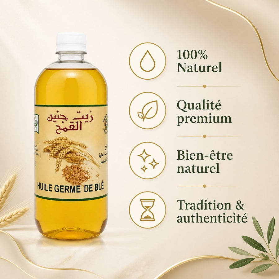 Huile de Grain de Lin 100% Naturel - 1L – infographie des bienfaits et des ingrédients clés