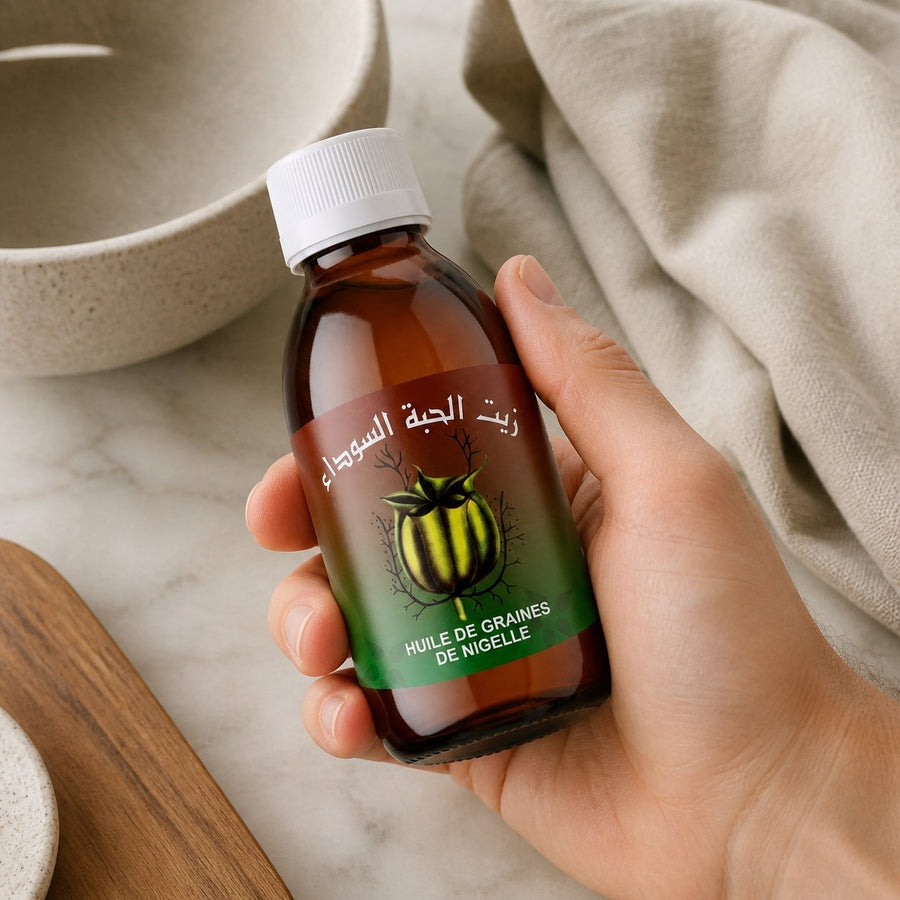 Huile de Graine de Nigelle Sweet Sunna 125 ml – Huile de Cumin Noir, Usage Alimentaire & Bien‑Être – application en situation réelle, geste de soin quotidien