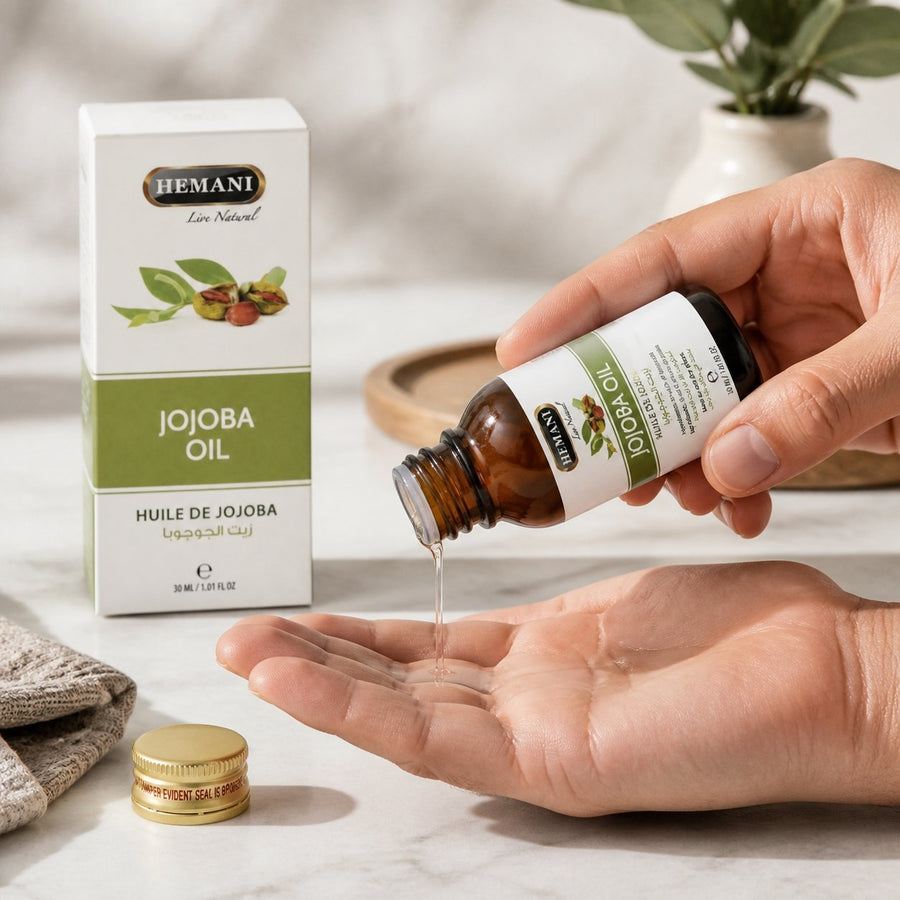 Huile de Jojoba Hemani Naturel - 30mL – application en situation réelle, geste de soin quotidien